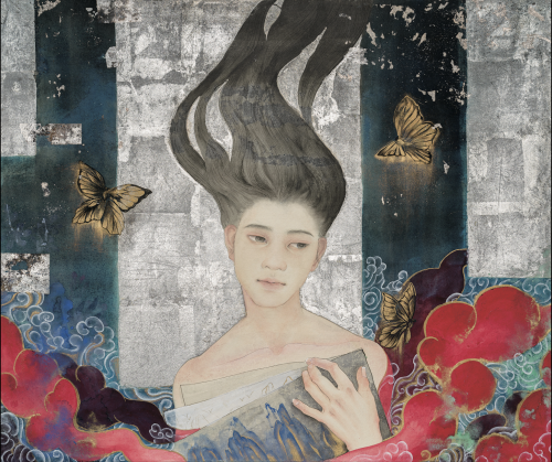 林之助紀念獎 | 蘇詠婷/閃靈1/2022/礦物顏料、銅箔、金泥、紙本/72.5*60.5cm