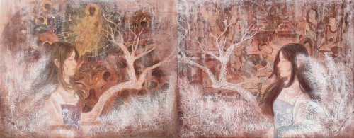 林之助紀念獎 | 凃緗檥/千年的彼方/2023/膠彩/91x233cm