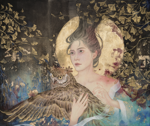 林之助紀念獎 | 蘇詠婷/閃靈1/2022/礦物顏料、銀箔、銅箔、金泥、紙本/72.5*60.5cm
